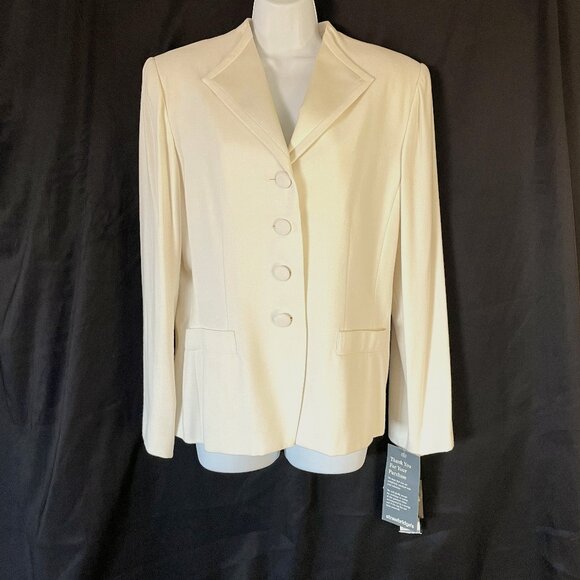 NWT Vintage KASPER for A.S.L Size 16 Vanilla Dress Blazer Suit Separate OffWhite - Picture 1 of 12